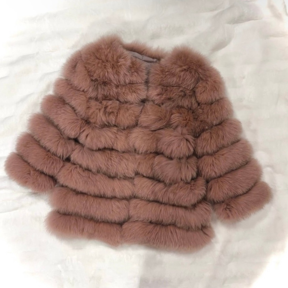 Luxurious Genuine Fox Fur Coat in Dusty Pink! Like new!